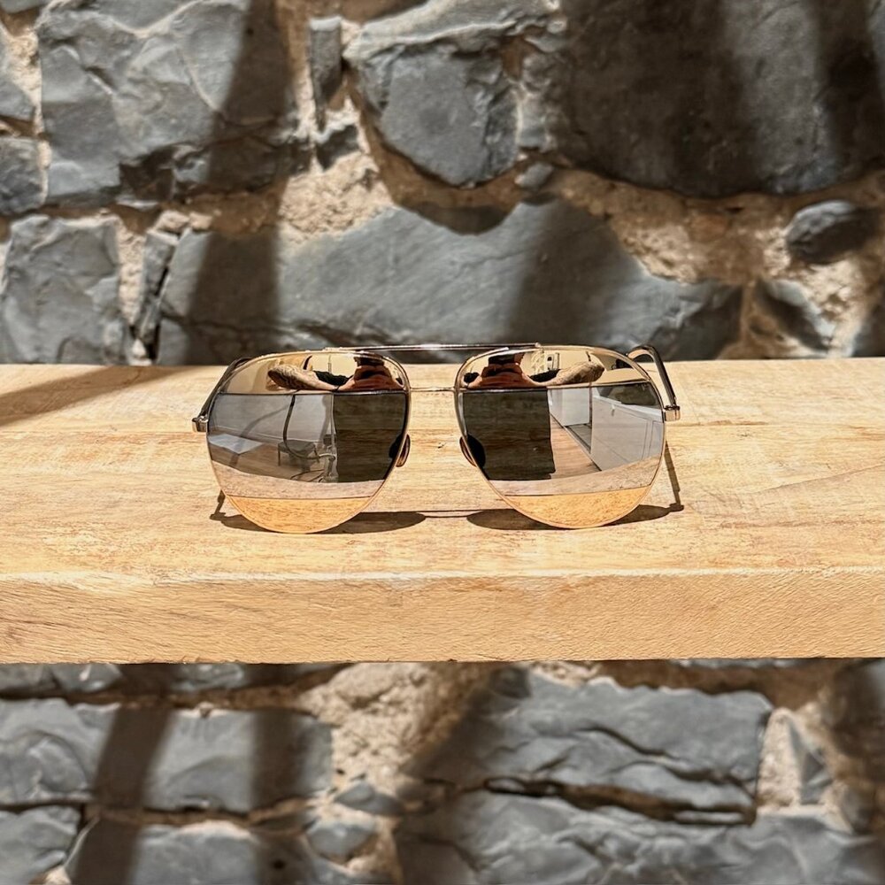 Dior DiorSplit Gold Mirror Aviator Sunglasses